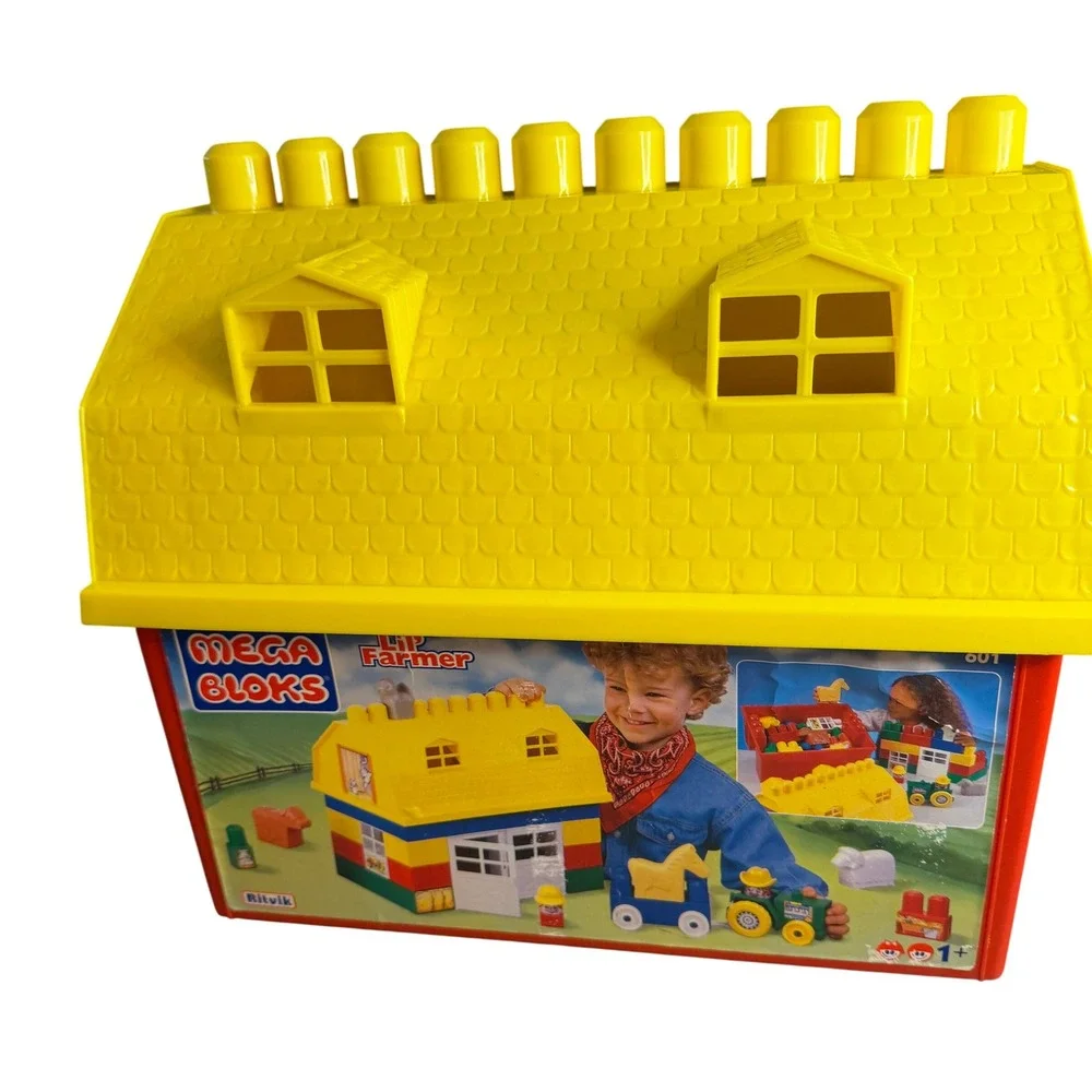 Vintage Mega Bloks Lil Farmer 801 Barn Building‎ Set with Tractor and Animals